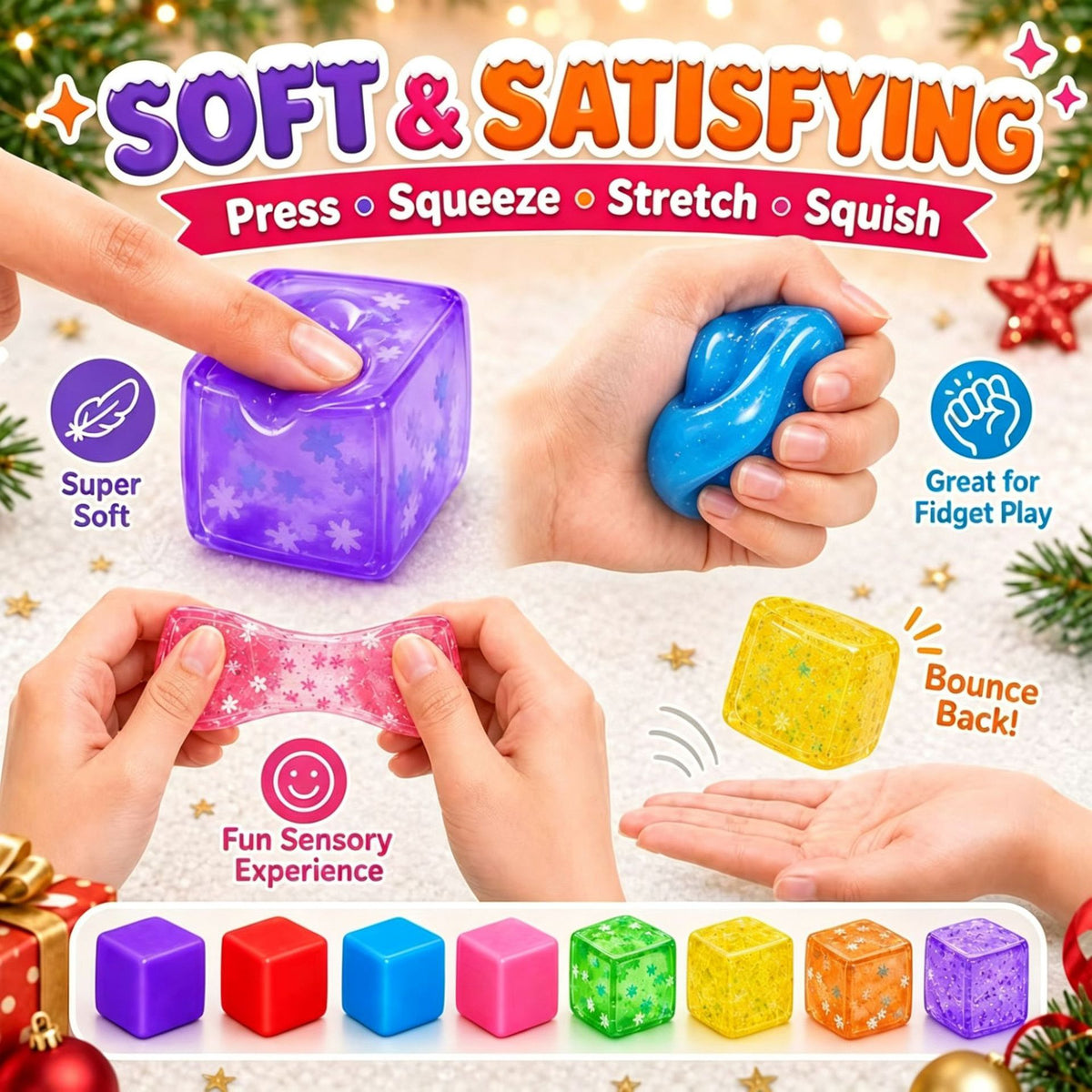 Christmas ice cube-shaped stress-relief squishy