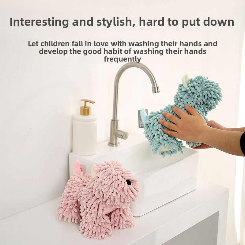 Cartoon Puppy Chenille Hand Towel Soft Absorbent Kitchen Towel