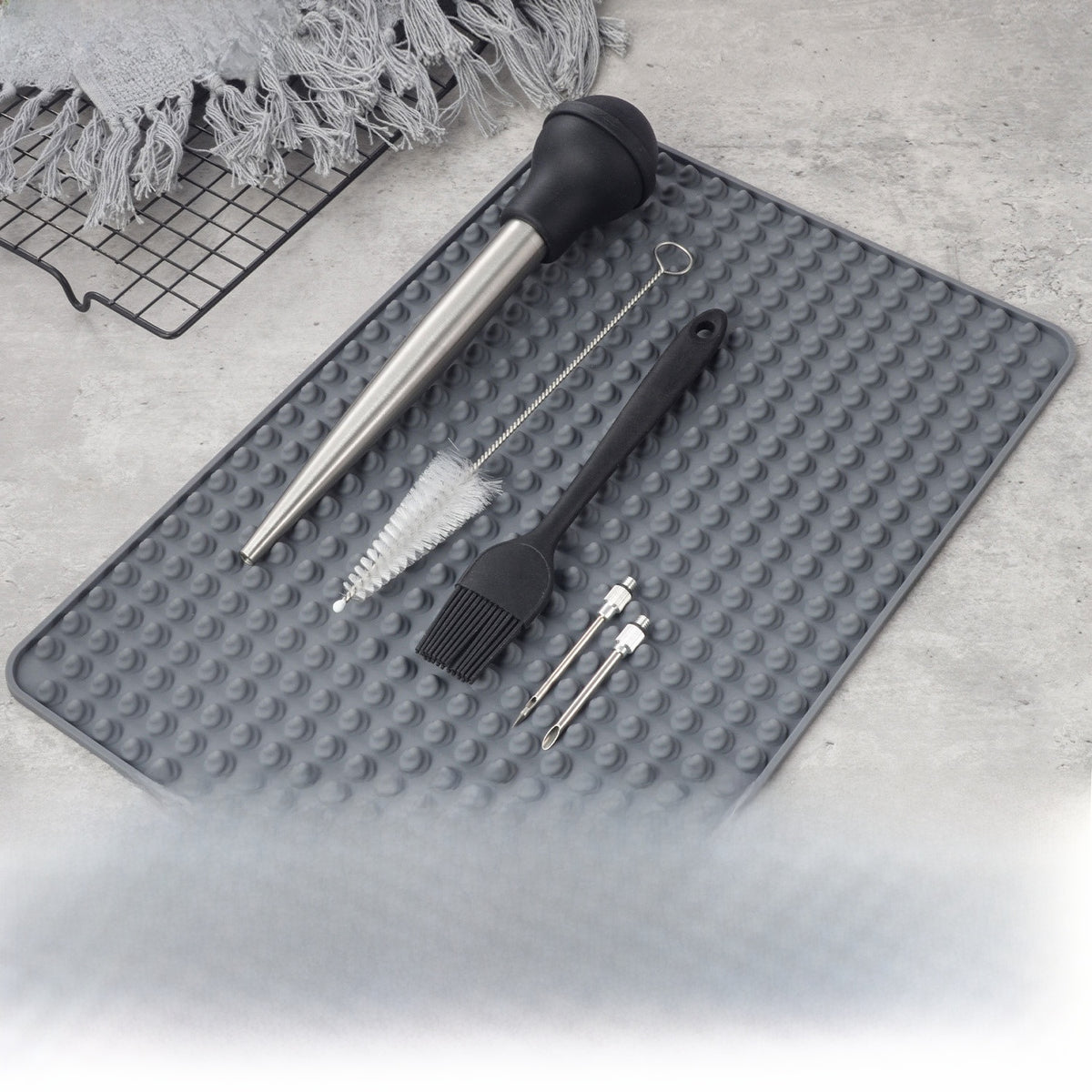 Stainless Steel Turkey Injector and Seasoning Tool Set