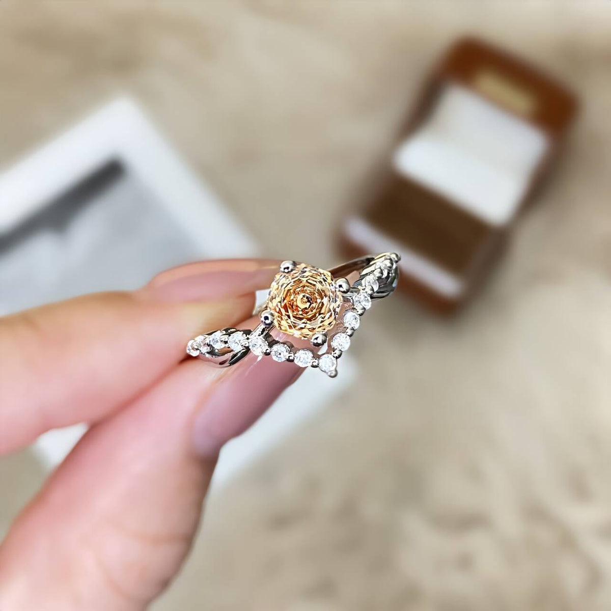 Six-Claw Simulated Diamond Ring