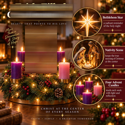 Lighted Advent Wreathwith Nativity