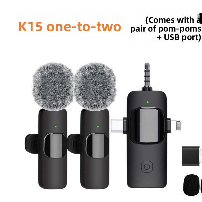 K15 3-in-1 Universal Wireless Lavalier Microphone with Noise Reduction for Live Streaming and Recording
