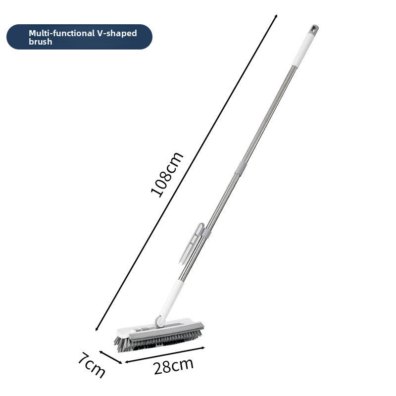 Long Handle Dual Scraper Floor Brush for Bathroom and Tile Cleaning