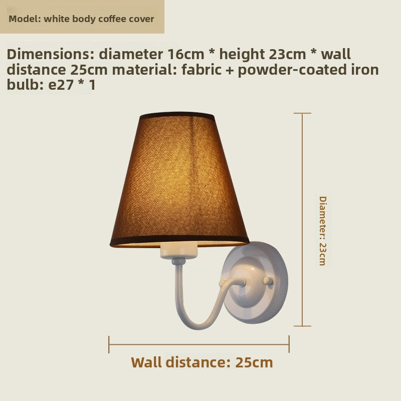 Fabric Shade Bedroom Wall Lamp with E27 Socket