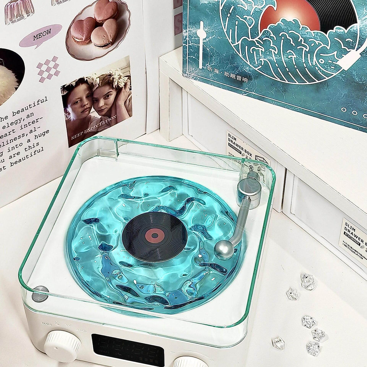 White noise Bluetooth audio wireless retro vinyl record player