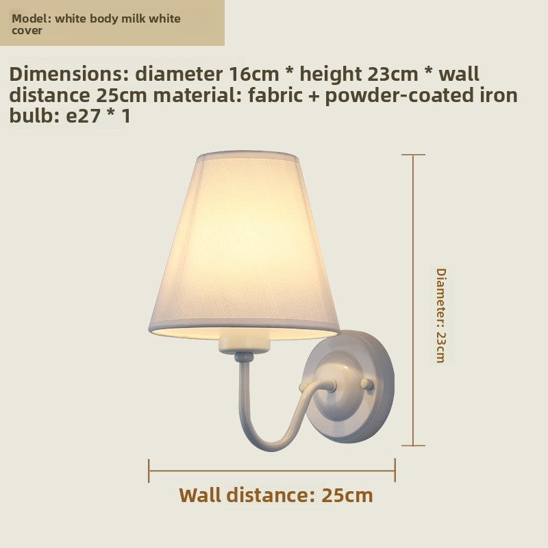 Fabric Shade Bedroom Wall Lamp with E27 Socket