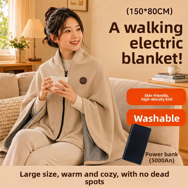 USB Rechargeable Graphene Heated Shawl Cape with Multi-Level Temperature Control and Washable Plush Material