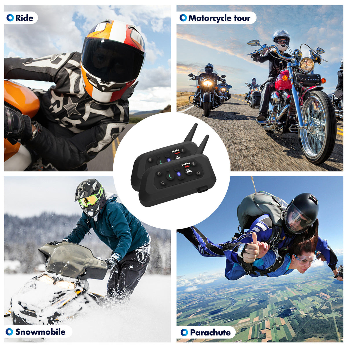 Motorcycle Helmet Bluetooth Headset with Intercom