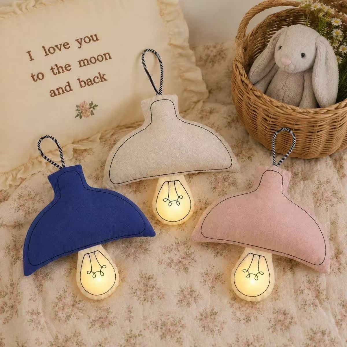 Creative Cute Bulb-Shaped Fabric Wall Light Touch Switch LED Night Light