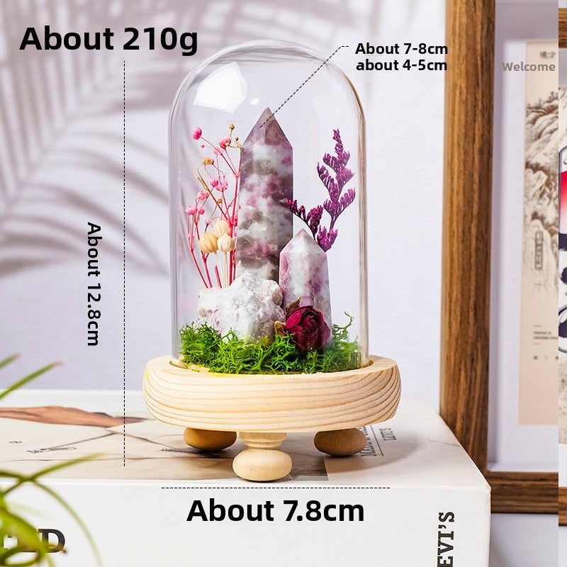 Handmade Crystal Bonsai with Glass Dome