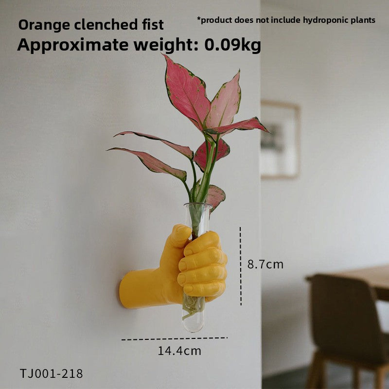 Golden Hand-Held Glass Vase Wall Hanging Decor