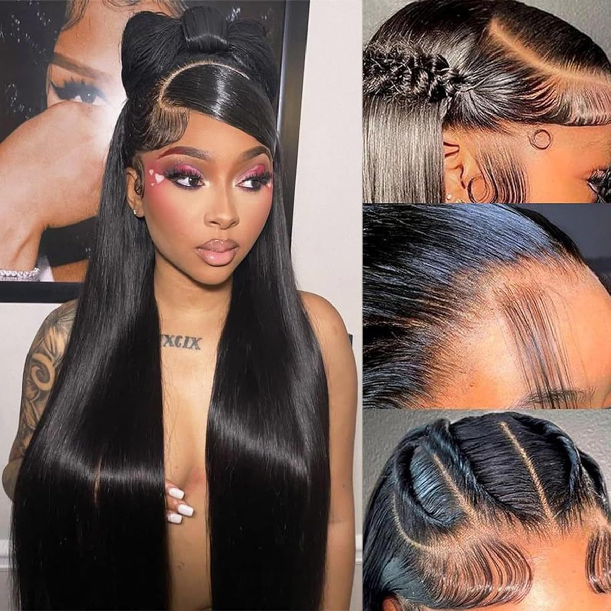 13x6 Glueless Lace Front Wig Natural Hairline Synthetic Hair