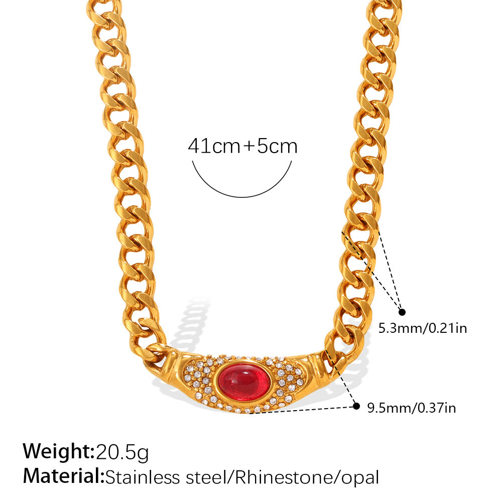 Shiny gold chain with colorful cat-eye stone choker
