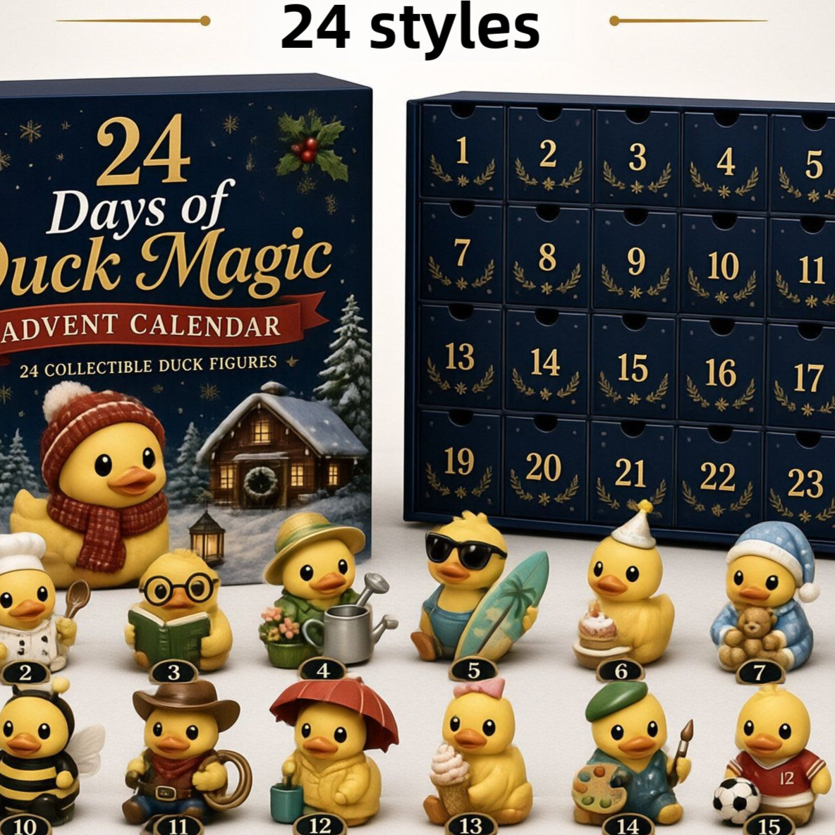 24 Days Christmas Duck Magic Advent Calendar with Animal Blind Boxes