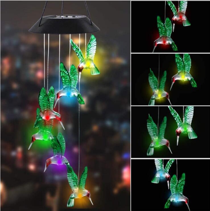 Solar butterfly wind chime lamp