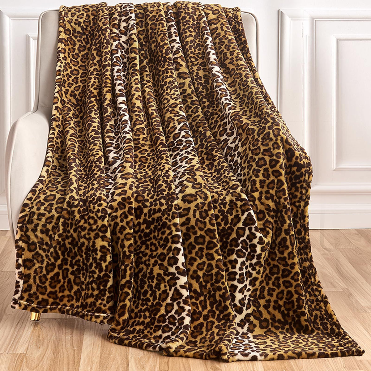 Custom Digital Print Classic Leopard Pattern Flannel Blanket