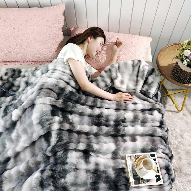 Marble Print Fleece Throw Blanket
