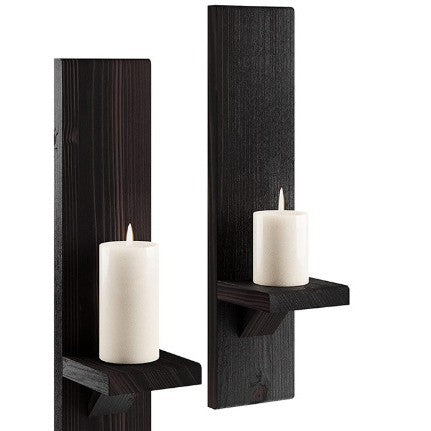 Wooden Floating Wall Candle Holder for Farmhouse Decor