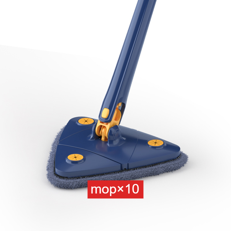 Stainless Steel Triangular Microfiber Flat Mop with Rotating Head and Hands-Free Wringing