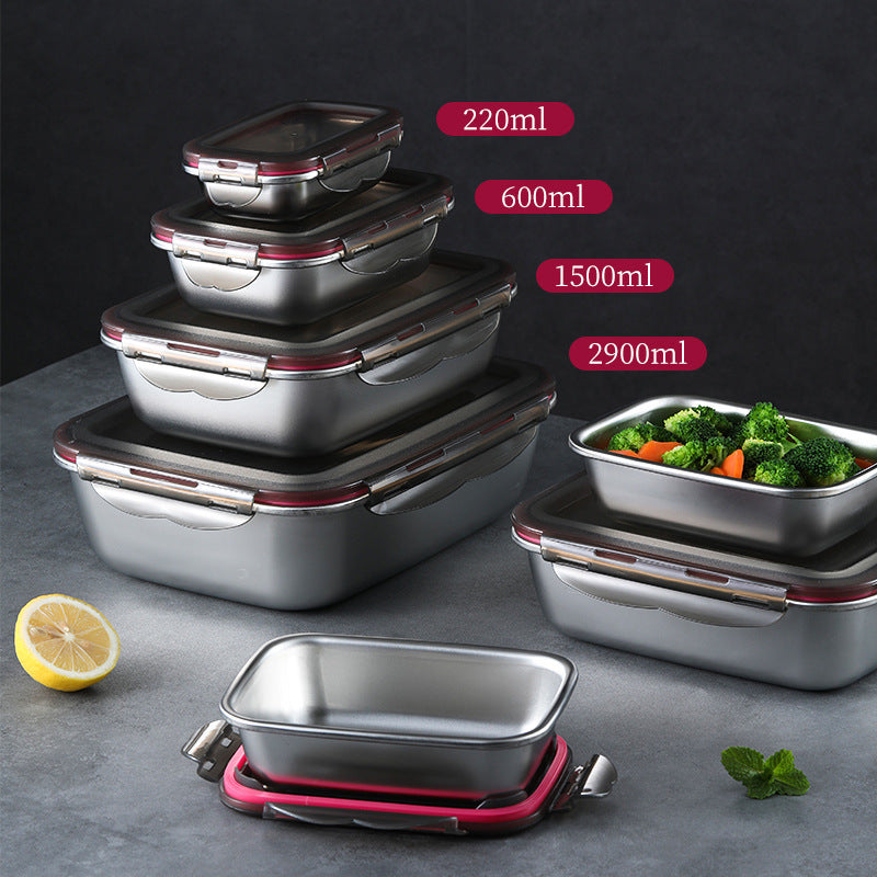 304 stainless steel food container with leak-proof lid