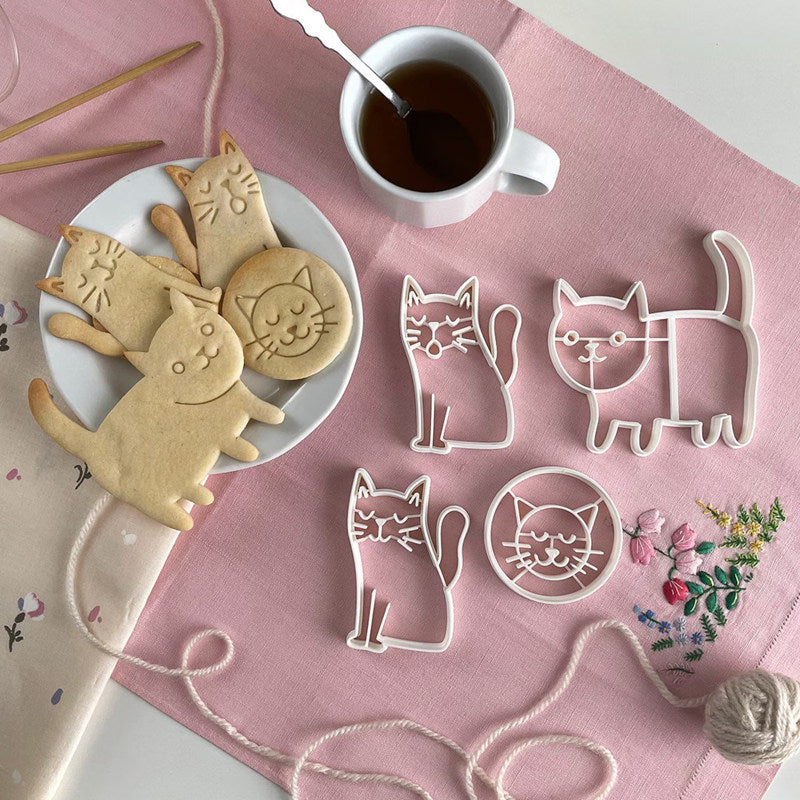Cute Cat 3D Press Mold Food Grade for Biscuit Fondant Clay DIY