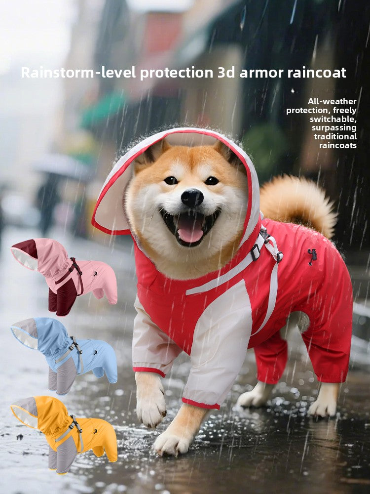 Waterproof Dog Raincoat Four-Legged Windproof Reflective Pet Clothes