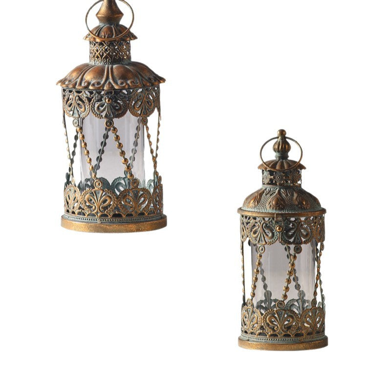 European Vintage Metal Glass Candle Holder