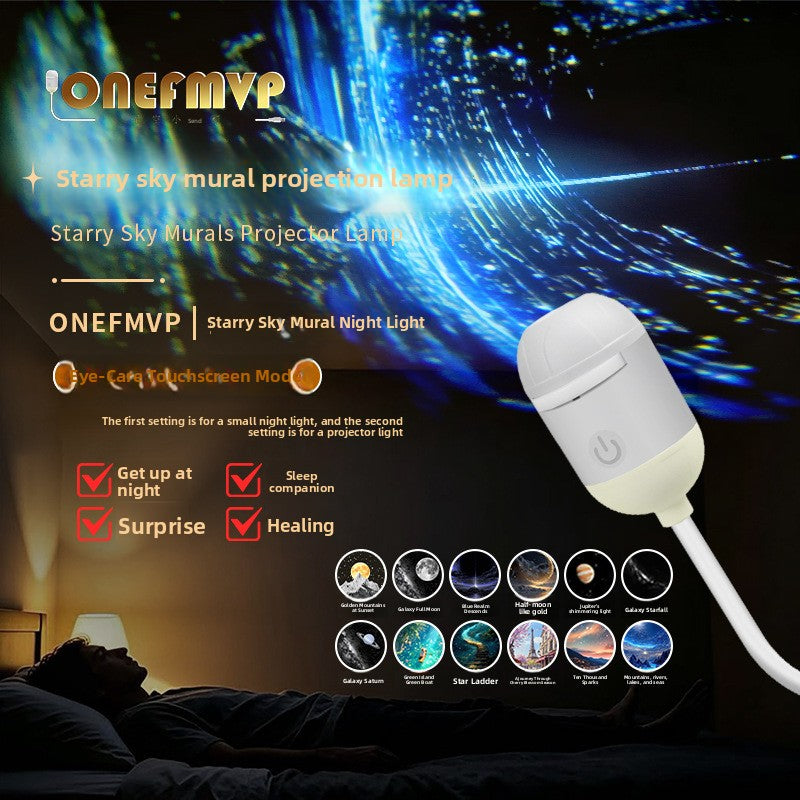 Night light with star projection lamp