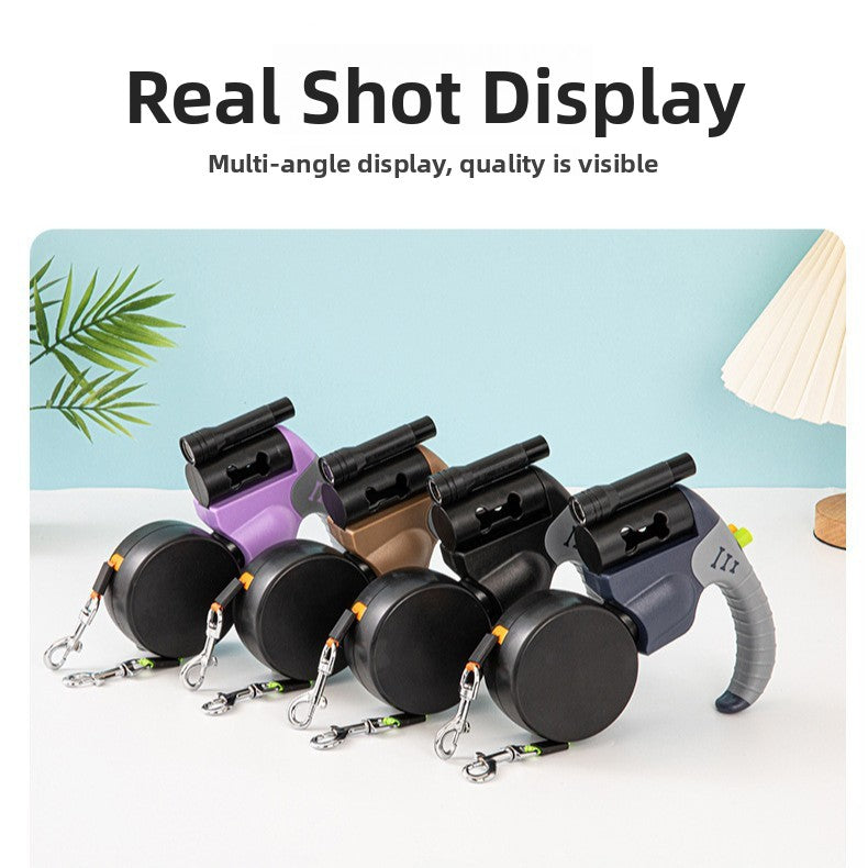 Automatic Retractable Dual Dog Leash with Light