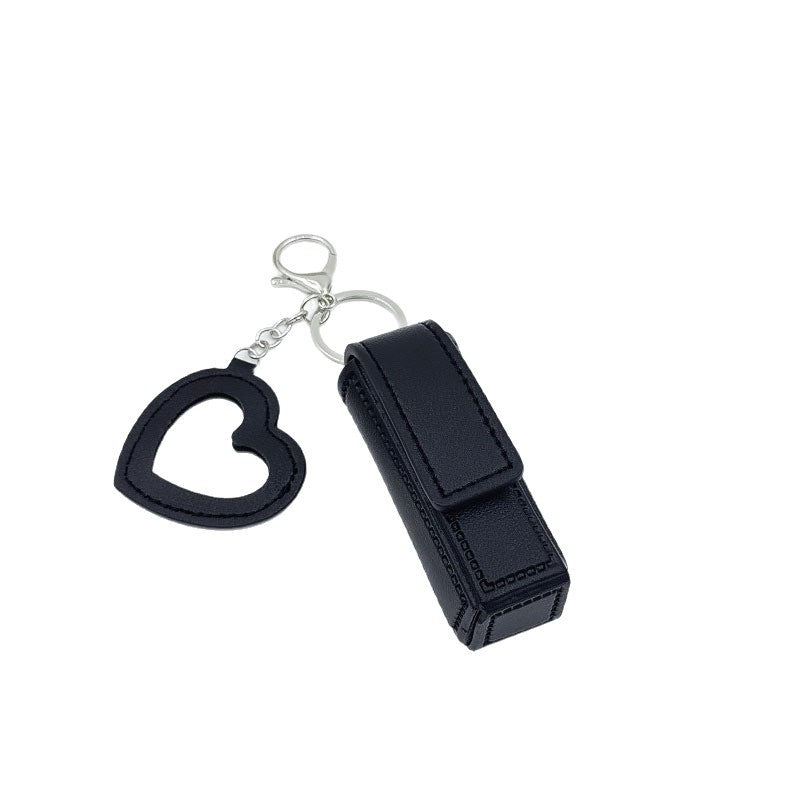 Portable Leather Lipstick Holder Keychain