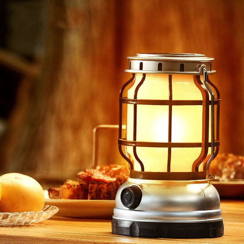 Solar Camping Lantern with Flame Effect
