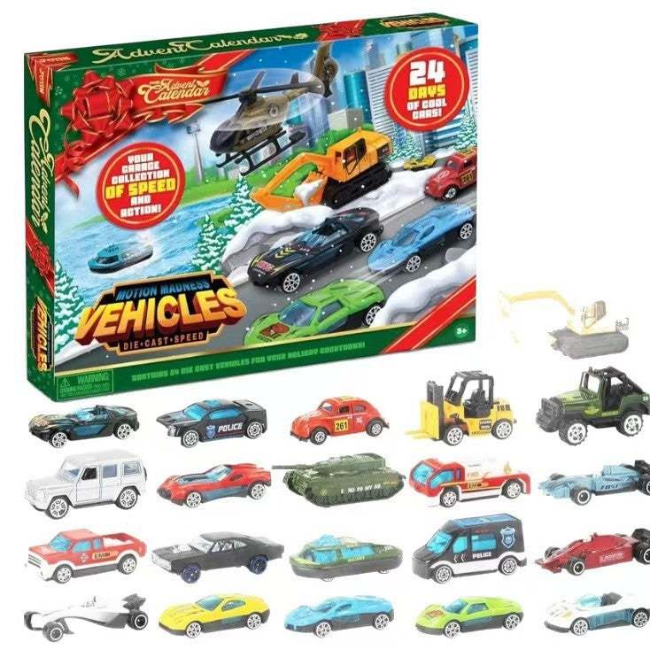 2026 Christmas Car Advent Calendar 24 Days Countdown Surprise Blind Box Plastic Decoration Ornament
