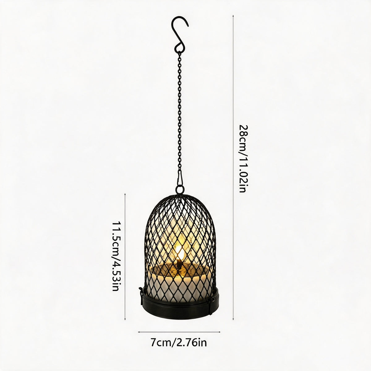 Solar Powered Hanging Lantern with Mesh Cover