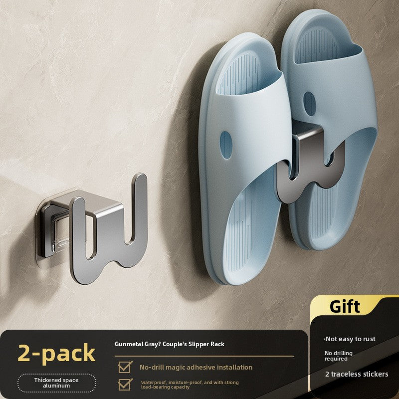 Bathroom Slipper Rack Wall-Mounted No-Drill Storage Shelf