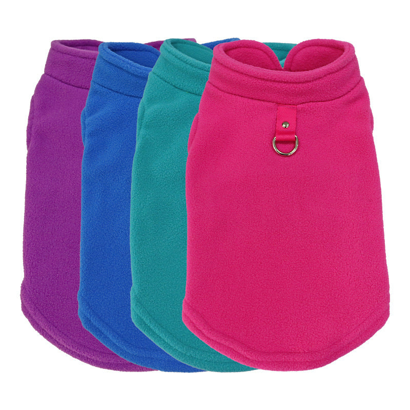 Pet Dog Cat Solid Color Outdoor Traction Fleece Vest