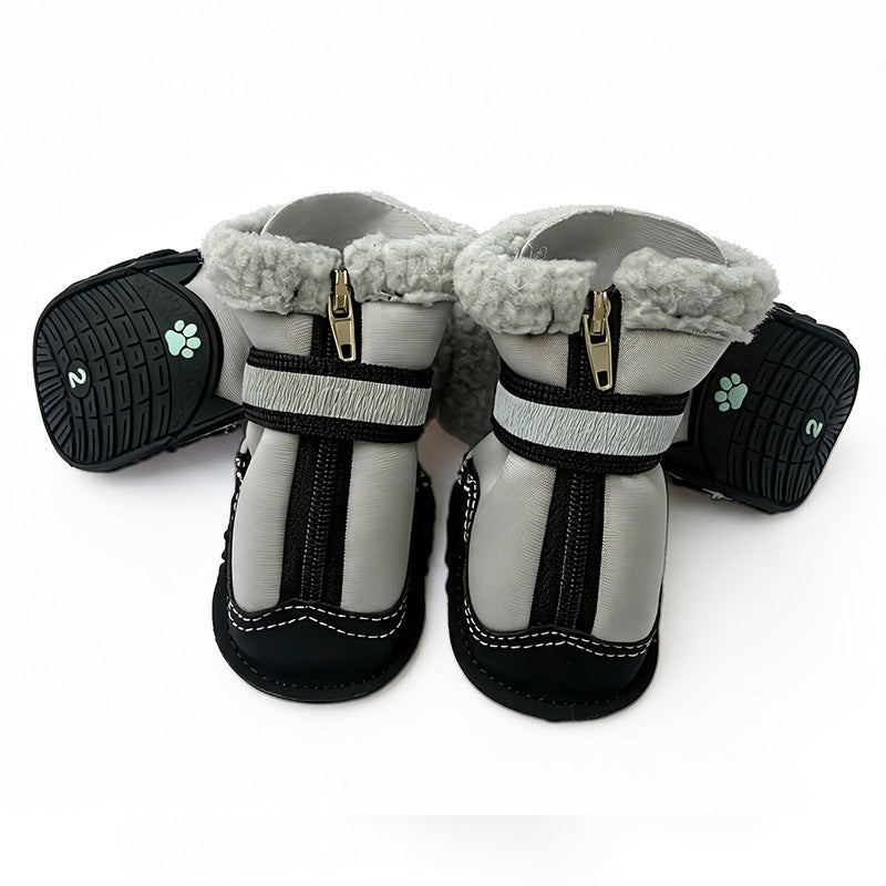 Winter Velvet Dog Shoes Reflective Non-Slip