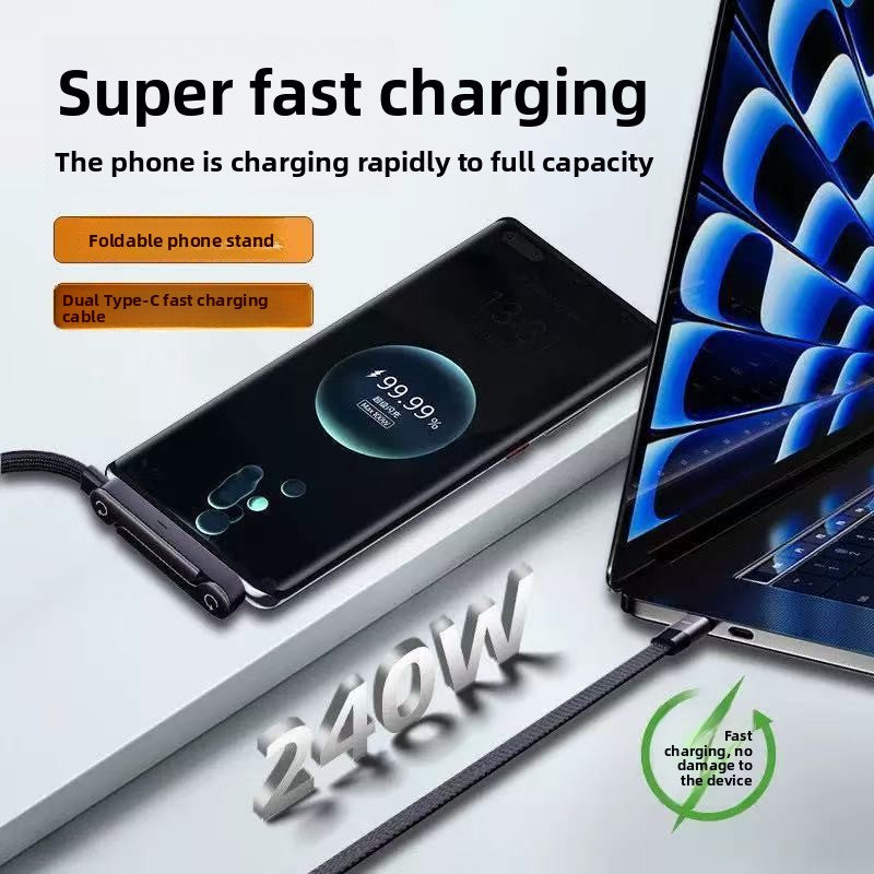 Foldable Fast-Charging Phone Stand Data Cable