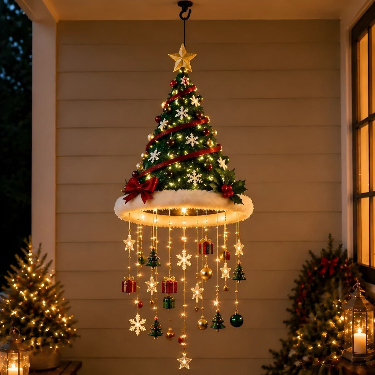 Luminous Christmas Hat Wind Chime Light for Indoor and Outdoor Holiday Decoration