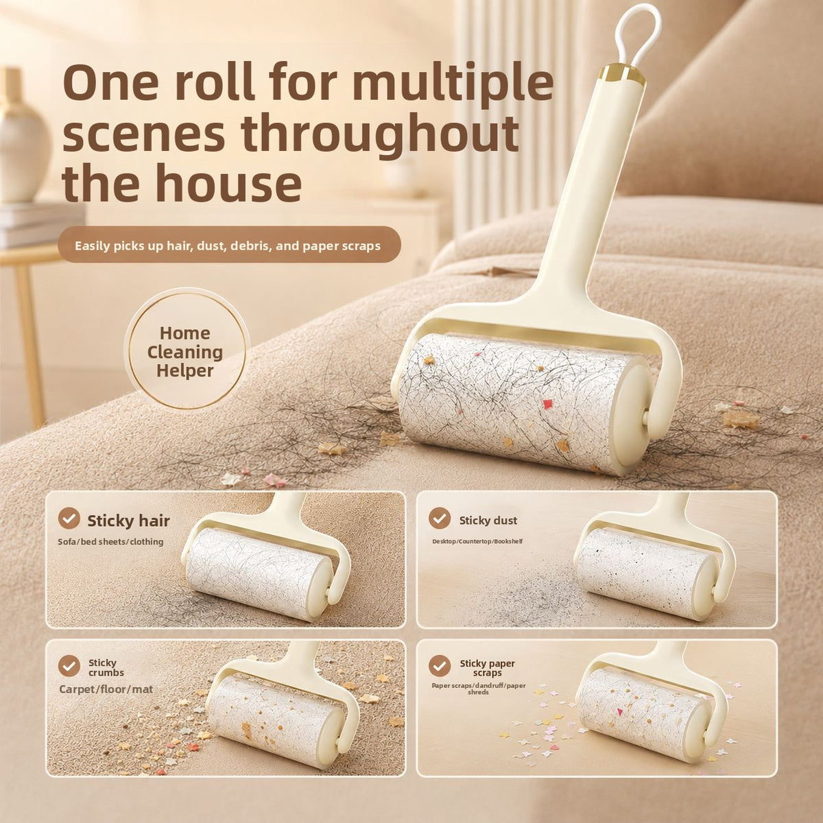 Lint Roller with 60 Tear Off Sheets and Cover Pet Hair and Dust Remover