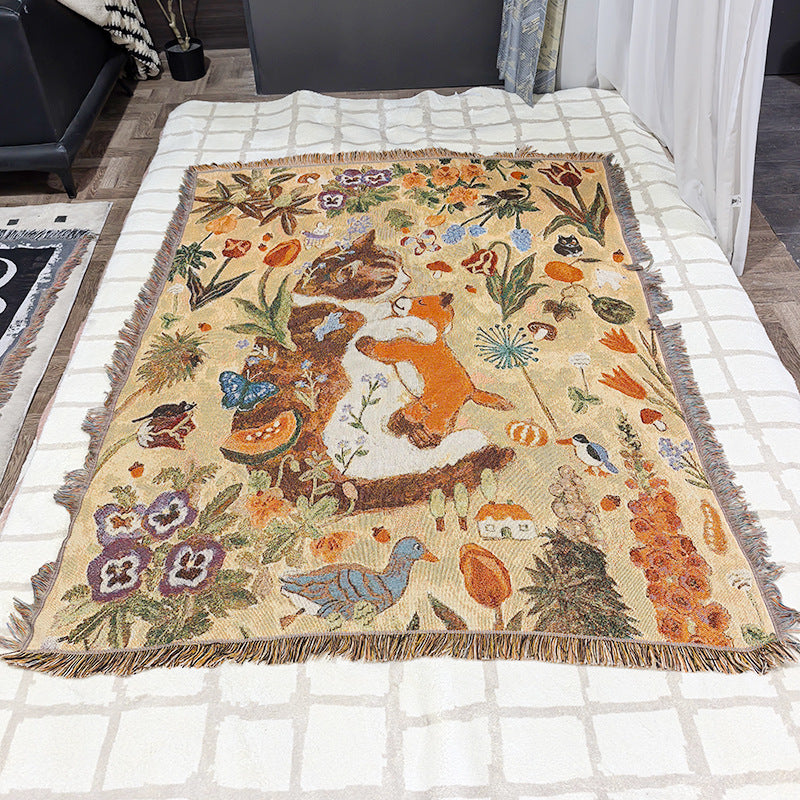 Cartoon Floral Tapestry Blanket