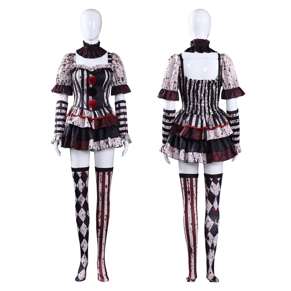 Halloween Cos Costume Soul-Breaking Clown Full Set Satin Dress