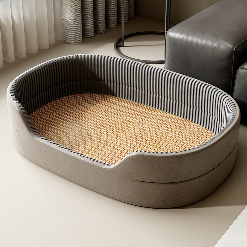 Plush Pet Cooling Bed with Raised Fence