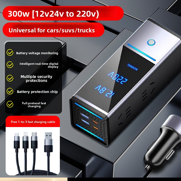 Car Charger Inverter Converter 12V 24V to 220V Socket with Fast Charging