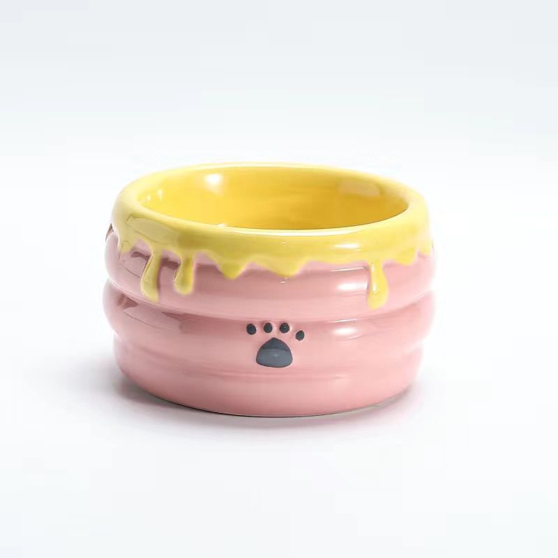 Cute Ceramic Anti-Spill Cat Dog Food Bowl