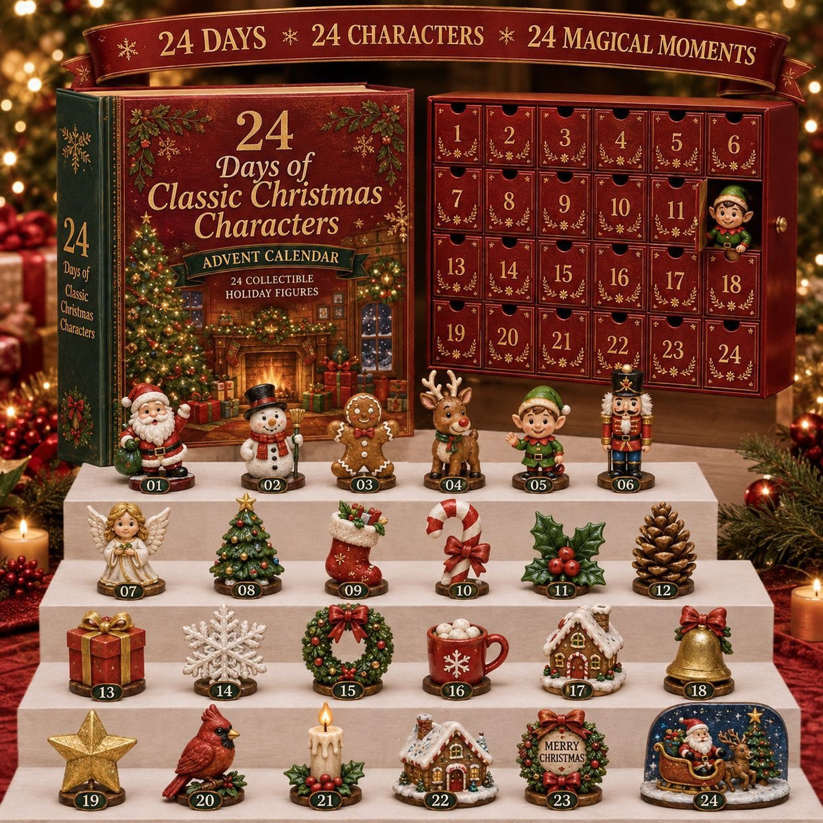 Christmas Advent Calendar Acrylic Blind Box Decoration Collectible Toy