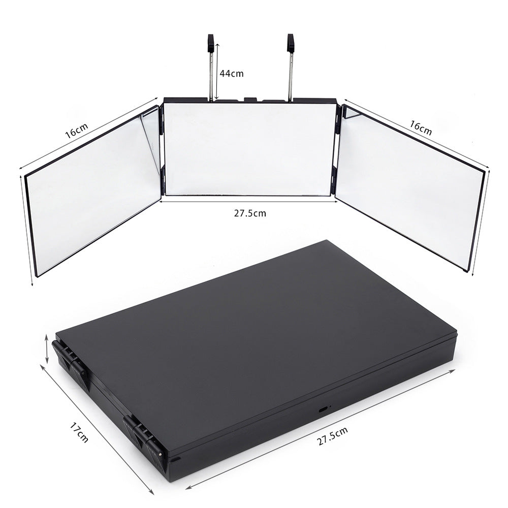 Adjustable Three-Sided LED Travel Makeup Mirror