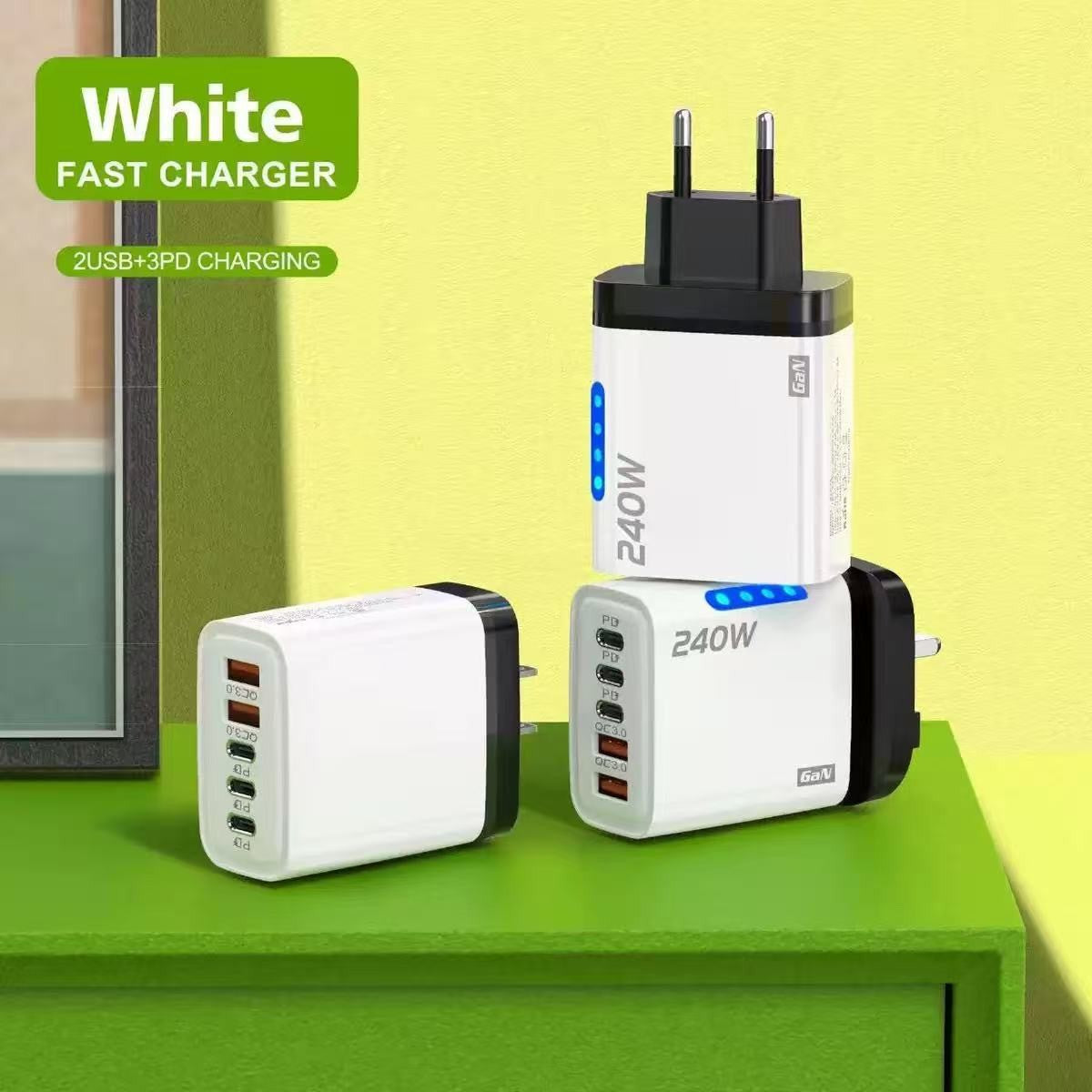 240W Fast Charger with 3 PD and Dual USB Ports