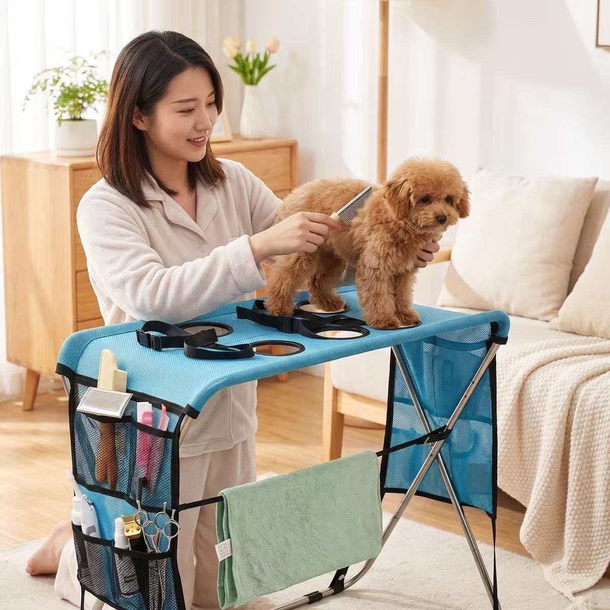 Foldable Stainless Steel Pet Grooming Table for Small Dogs
