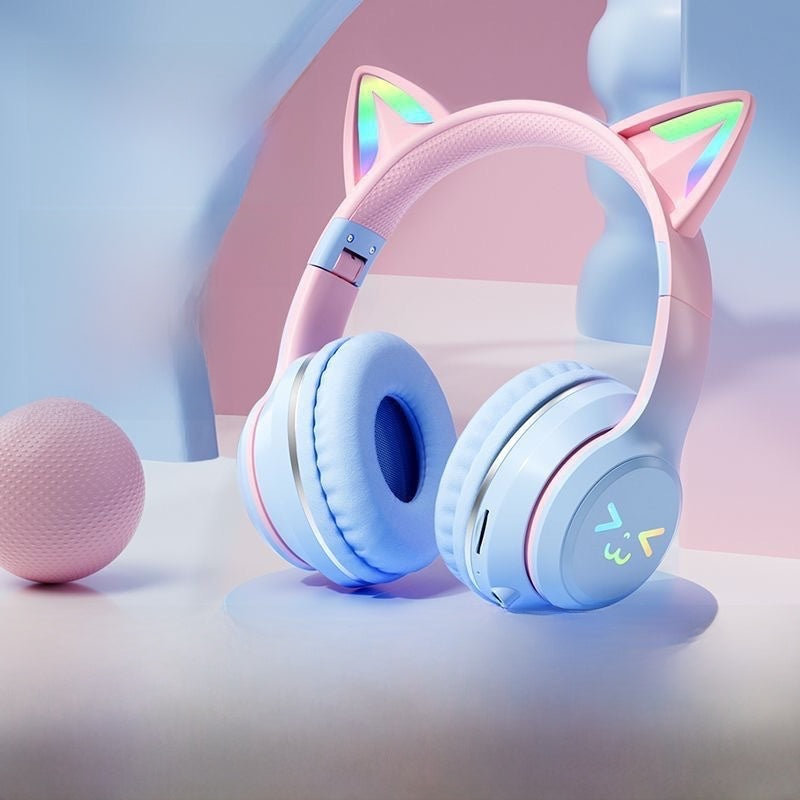 Bluetooth Gaming Headset with Cat Ear Lights
