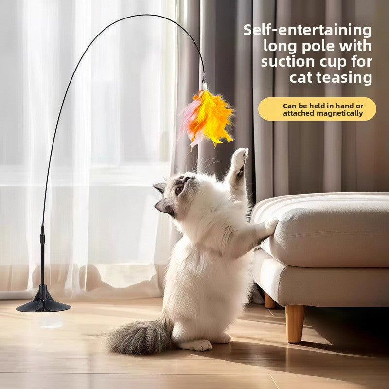 Interactive Cat Teaser Stick with Feather Head
